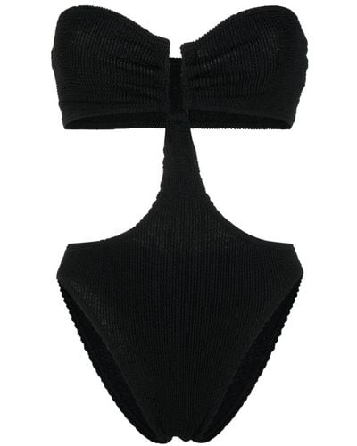 Bondeye Crinkled Cut-out Strapless Swimsuit - Black