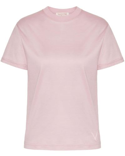 Valentino Garavani Logo-embroidered Jersey-cotton T-shirt - Pink