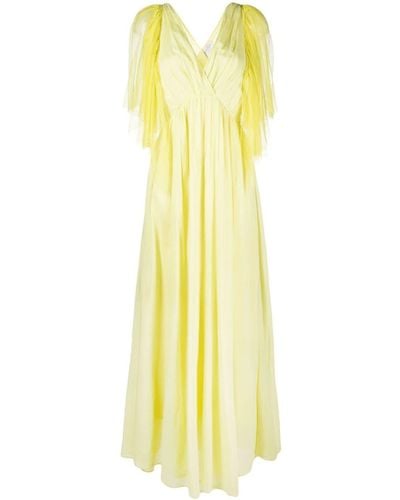 Forte Forte Tulle-layered Pleated Maxi Dress - Yellow