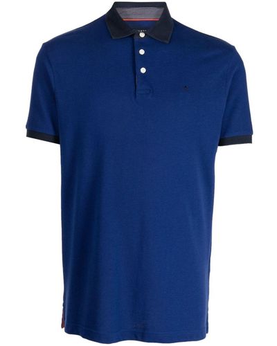 Hackett Logo-embroidered Two-tone Polo Shirt - Blue