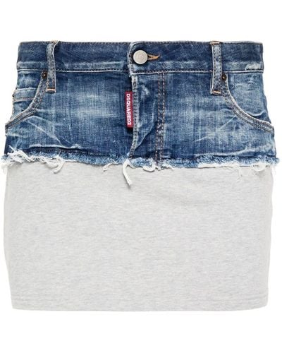 DSquared² Minijupe en jean à design à empiècements - Bleu