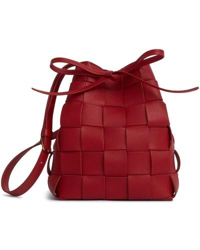 Mansur Gavriel Mini Upcycled Woven Bucket Bag - Red