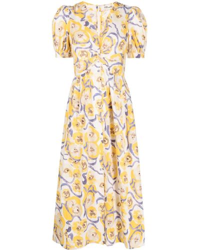 Diane von Furstenberg Robe en coton à imprimé abstrait - Métallisé
