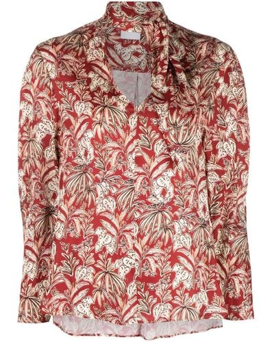 ..,merci Floral Print Long-sleeved Blouse - Red