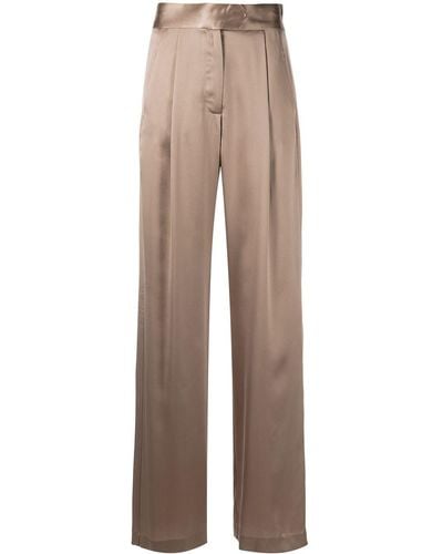 Michelle Mason Wide-leg Silk Satin Pants - Brown