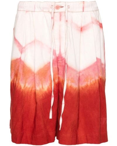 STORY mfg. Bridge Shorts mit Grapefruit Clamp-Färbung - Rot