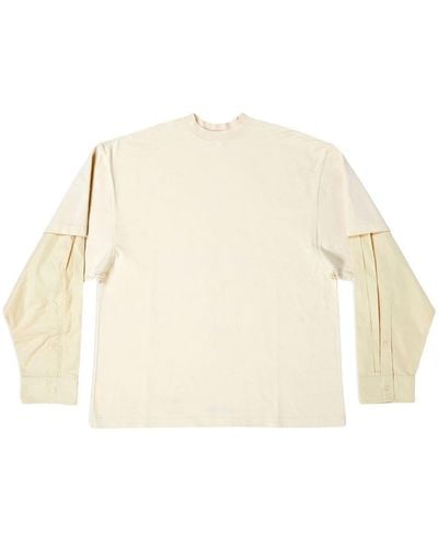 Balenciaga Layered Long-sleeved Cotton T-shirt - Natural