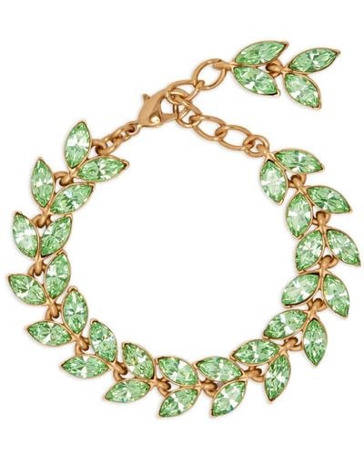 Oscar de la Renta Crystal Leaves Bracelet - Green