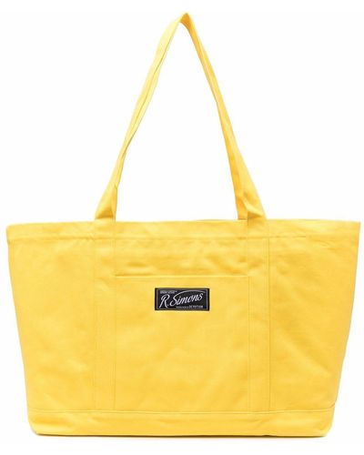Raf Simons Logo Patch Tote Bag - Yellow