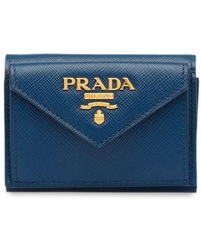 Prada Logo-plaque Envelope Wallet - Blue