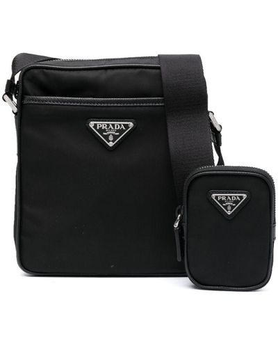 Prada Triangle-logo Messenger Bag - Black