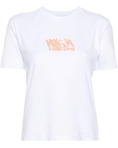 MSGM Logo-appliqué Cotton T-shirt - White