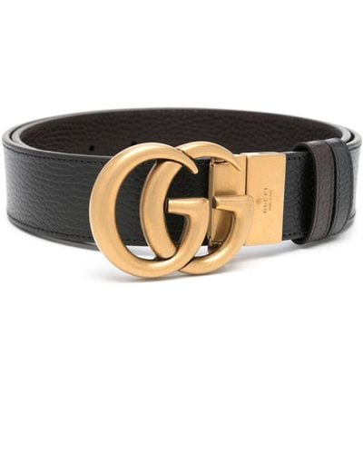 Gucci Cinturón de cuero con hebilla GG - Multicolor