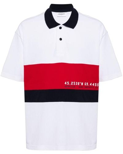 Chocoolate Stripe-panel Polo Shirt - Red