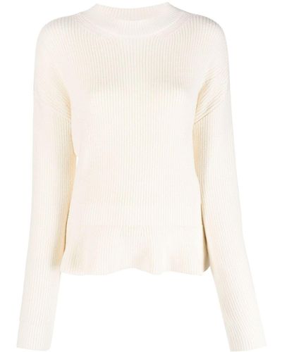 Chloé Peplum-hem Ribbed-knit Sweater - White