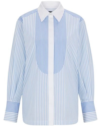 BOSS Vertical-striped Cotton Shirt - Blue