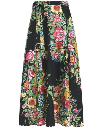 Etro Floral-print Cotton-blend Midi Skirt - Black