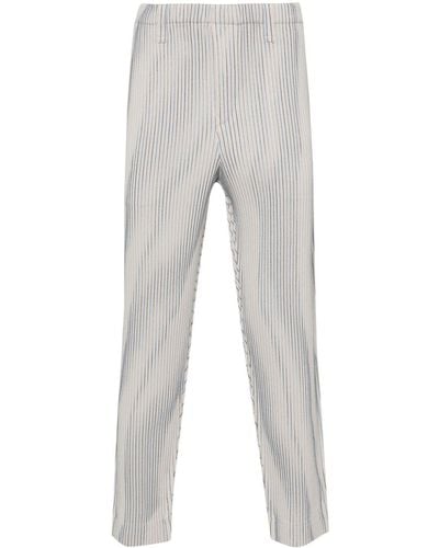 Homme Plissé Issey Miyake Tweed Pleats Cropped Pants - Gray