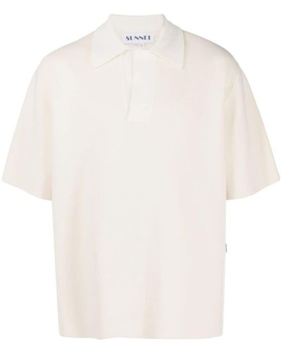 Sunnei Fine-knit Cotton Polo Shirt - White