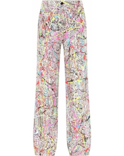 Dolce & Gabbana Paint Splatter Wide Leg Suit Pants - Metallic