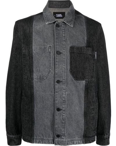 Karl Lagerfeld カラーブロック デニムシャツジャケット - ブラック