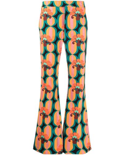 La DoubleJ Saturday Night Graphic-print Flared Pants - Orange