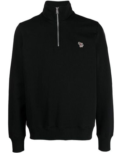 PS by Paul Smith Logo-embroidered Funnel Neck Sweatshirt - Black