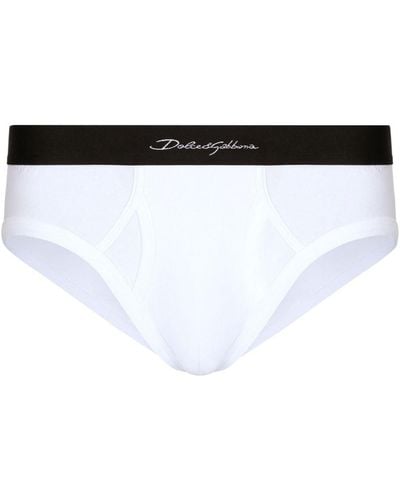 Dolce & Gabbana Logo-waistband Low-rise Briefs - White