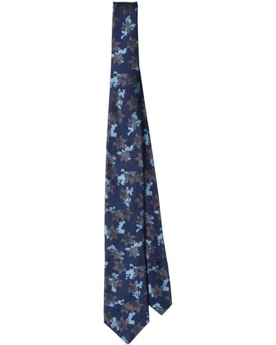 Prada Floral-jacquard Silk Tie - Blue