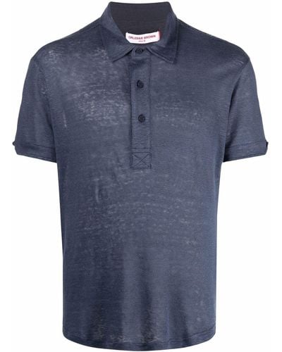 Orlebar Brown Short-sleeved Linen Polo Shirt - Blue