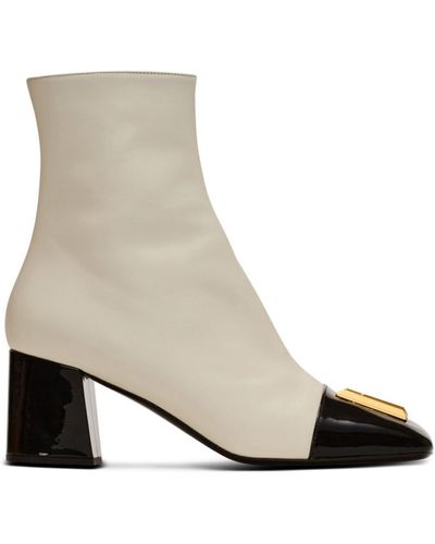 Balmain Edna 70mm Two-tone Ankle Boots - Natural