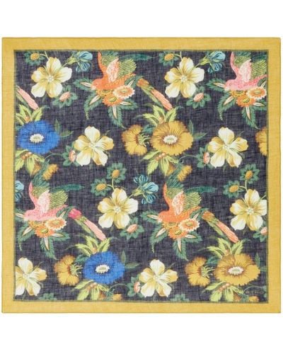 Etro Leinen-Seiden-Schal mit Blumen-Print - Mettallic