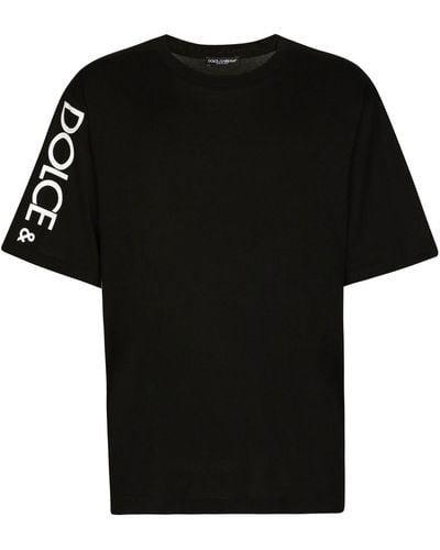 Dolce & Gabbana Rundhals-T-Shirt Baumwolle Print - Schwarz