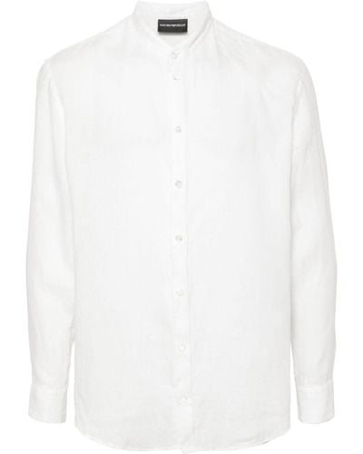 Emporio Armani Langärmeliges Leinenhemd - Weiß