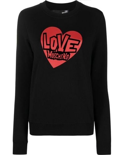 Love Moschino Sweatshirt mit Logo-Print - Schwarz