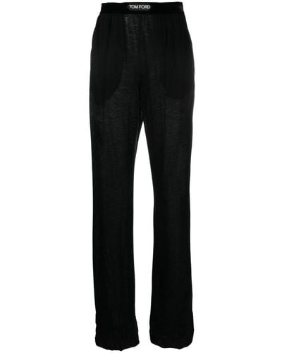 Tom Ford Pantalon de jogging en cachemire à taille logo - Noir