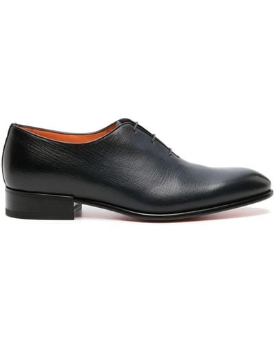 Santoni Faded-effect Leather Oxford Shoes - Black