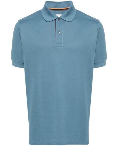 Paul Smith 'artist Stripe' Cotton Polo Shirt - Blue