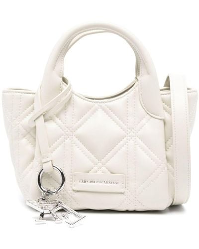 Emporio Armani Mini Quilted Leather Tote Bag - White