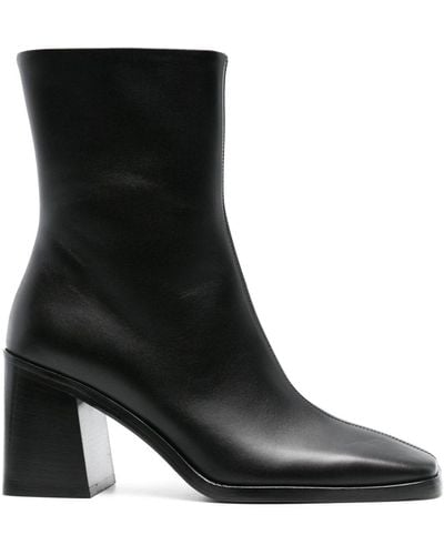 SCAROSSO Tara Leather Ankle Boots - Black