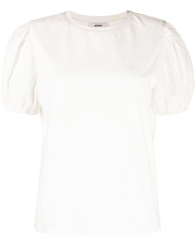 Jason Wu T-shirt en dentelle à manches bouffantes - Blanc