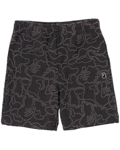 A Bathing Ape Camouflage-print Cotton Track Shorts - Black