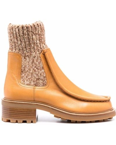 Chloé Jamie Knit-ankle Boots - Yellow