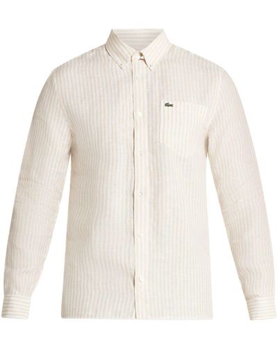 Lacoste Striped Linen Shirt - White