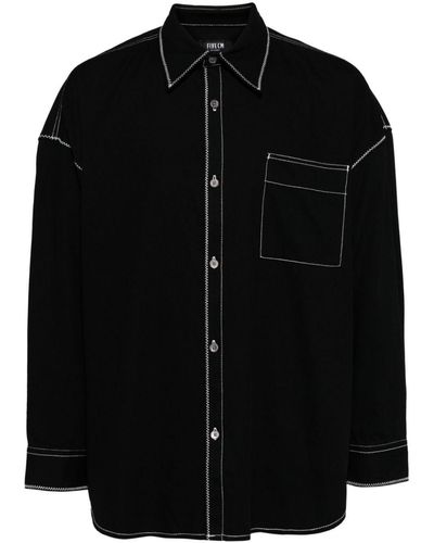 FIVE CM Overhemd Met Contrasterend Stiksel - Zwart