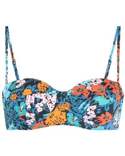 Paul Smith Floral-print Bikini Top - Blue