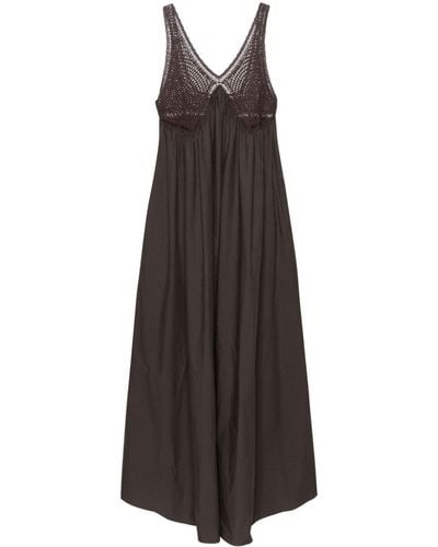 P.A.R.O.S.H. Crochet-panel Cotton Maxi Dress - Brown