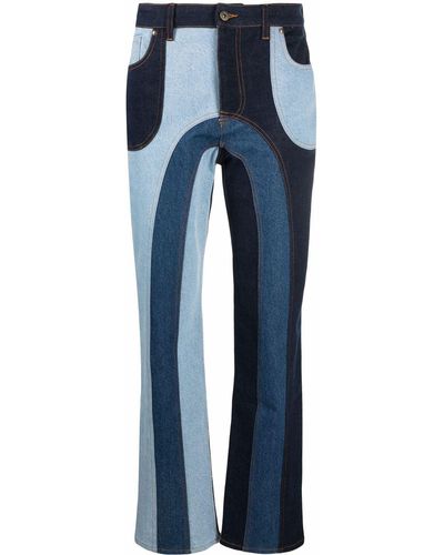 Ahluwalia Patchwork-design Straight-leg Jeans - Blue