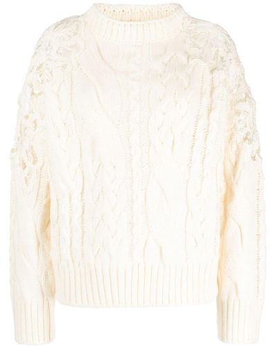 Ermanno Scervino Cable-knit Wool Blend Sweater - White