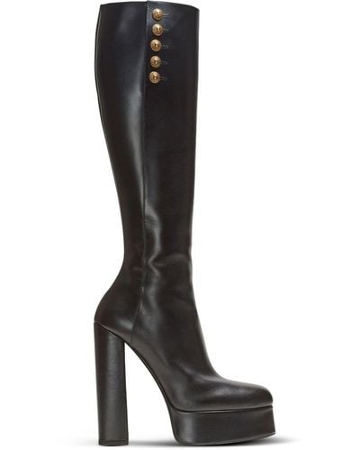 Balmain Brune 135mm Knee-high Leather Boots - Black